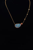 Boulder Opal, Peach Sapphire and Diamond Necklace